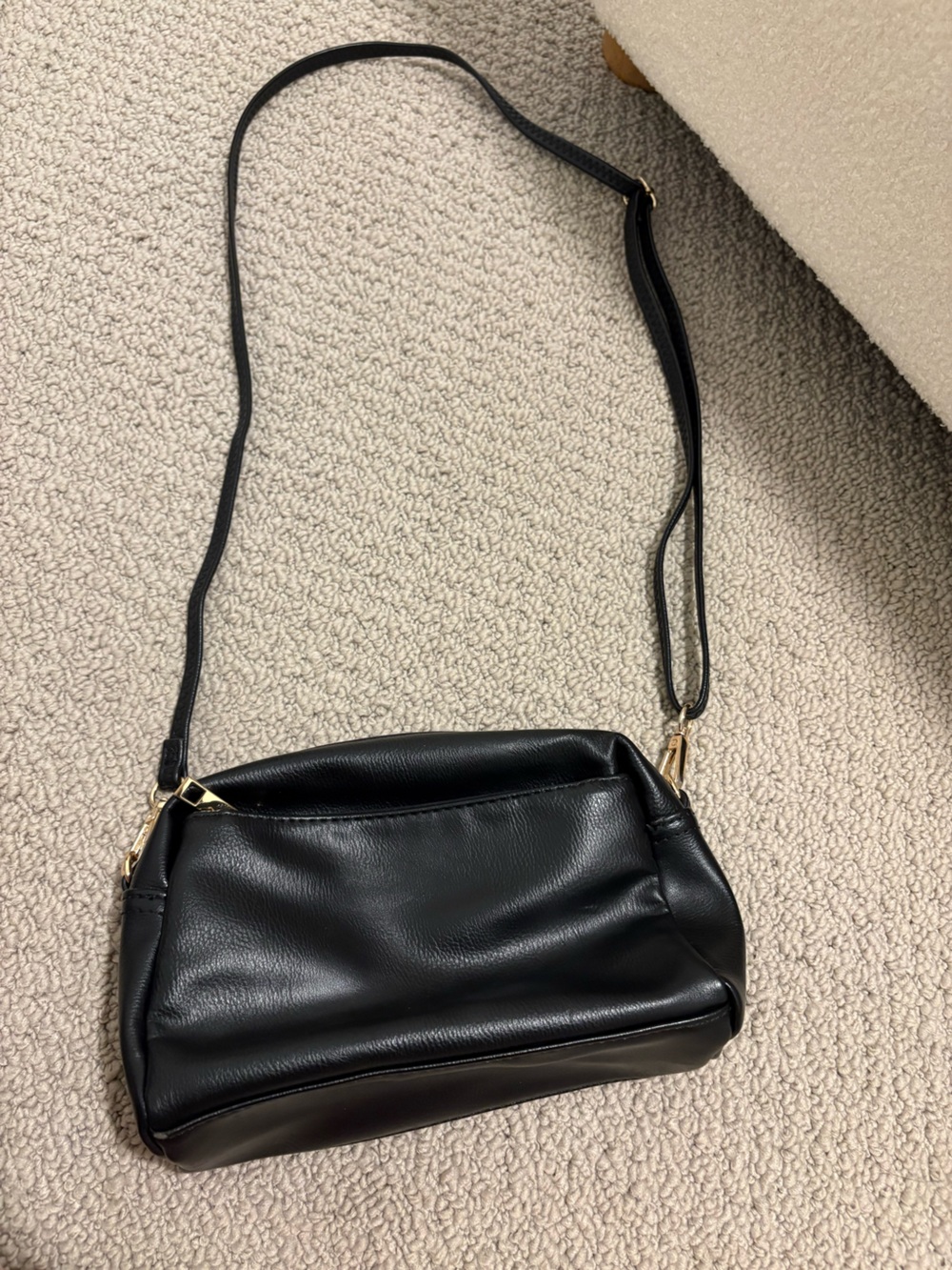Black Faux Leather Shoulder Bag